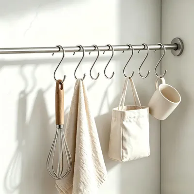 Produktbild von 7 S-Haken aus Metall zum Aufhängen, 8,9 cm, platzsparende Haken für Pflanzen, Schränke, Küchenutensilien, Töpfe und Taschen