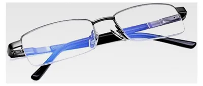 Produktbild von Halbrahmen Lesebrille für Herren, Metall mit Blaulichtfilter, Rechteckige Lesebrille mit Federscharniere