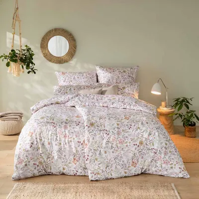 Produktbild von Estella Schweizer Premium Satin Bettwäsche 155x220 Clara Blüten Zweige natur 2175-985