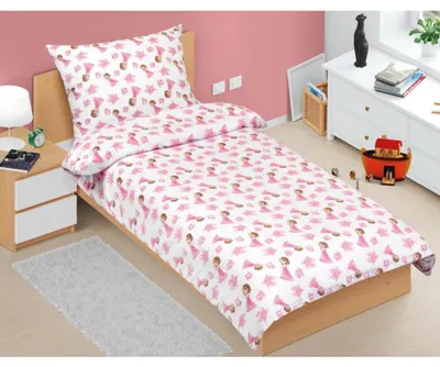 Image de Couvre-lit en coton pour enfant, taille junior - 140x200 cm. Taie d'oreiller - 70x90 cm - rose