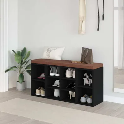Obrázek produktu pro The Living Store Lavice na boty černá 103x30x48 cm Materiál na bázi dřeva