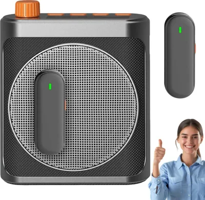 Produktbild von Lavalier-Mikrofonverstärker – 2 Mikrofone + Bluetooth-Lautsprecher, geeignet für Klassenzimmer/Besprechungen.