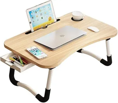 Produktbild von Schreibtisch über dem Bett, Laptop-Betttabletttisch mit klappbaren Beinen, Laptop-Bettständer, tragbarer Stehschreibtisch für Schlafsofa (23 Zoll)