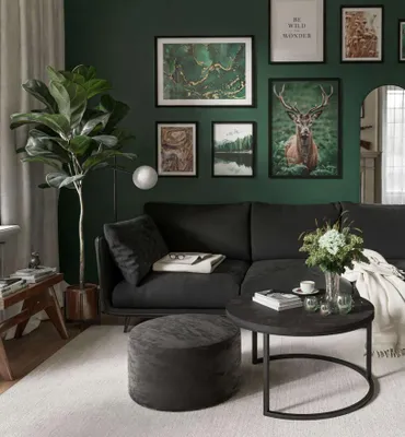 Produktbild von Runder Couchtisch CIRI mit Hocker Dunkelbeton