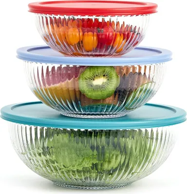 Produktbild von Meisterhome® Frischhaltedosen Glas - Ofenschalen Set – Mit Deckel - Aufbewahrungsbox - Ofen – Meal Prep Behälter - 3-teiliges Set - Luftdicht