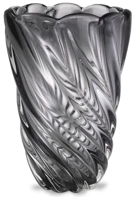 Produktbild von Casa Padrino Luxus Deko Glas Vase Grau Ø 20,5 x H. 29 cm - Mundgeblasene Blumenvase - Luxus Deko Accessoires