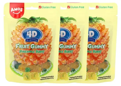 Produktbild von Amos Peelerz Pineapple Burst Gummy tropisches Fruchtgummi 65g 3er Pack