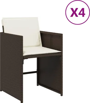 Immagine prodotto di vidaXL Sedie da giardino con cuscini 4 pz. Poli rattan marrone