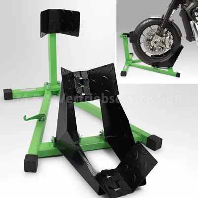 Produktbild von Bituxx Motorradwippe Motorrad Radwippe Montageständer vorne Motorradständer Transportständer Vorderrad Grün / Schwarz MS-15731