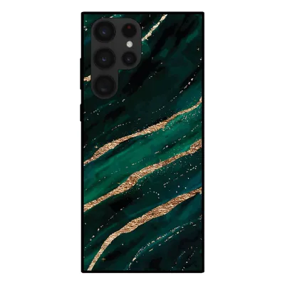 Obrázok produktu pre Smartphonica Puzdro na telefón pre Samsung Galaxy S22 Ultra s mramorovou potlačou - Zadný kryt z TPU s mramorovým dizajnom - Green Gold