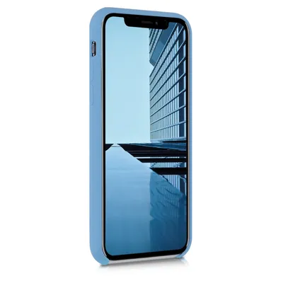 Produktbild von kwmobile Hülle kompatibel mit Apple iPhone X Hülle - Silikon Handy Case - Handyhülle weiche Oberfläche - kabelloses Laden - Vintage Blue