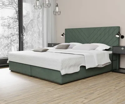 Produktbild von Boxspringbett Schlafzimmerbett BELCORA 160x220cm Stoff Opalgrün inkl. Bettkasten