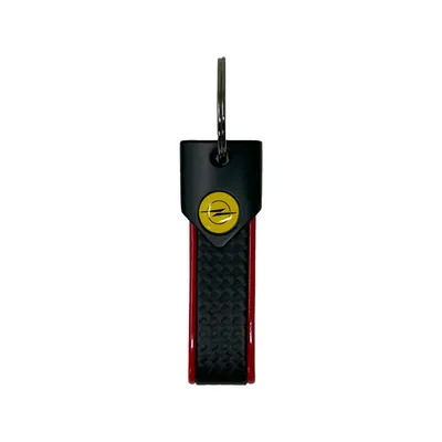 Image de Porte-clés pour voiture Opel, fermeture à anneau, 90 x 20 mm, rouge, logo jaune