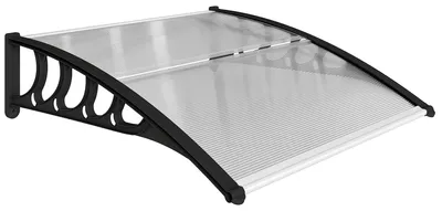 Produktbild von Vordach für Haustür/Fenster, wetterfest, transparent, Aluminium-Verbindungstangen/Polycarbonat, 103x96,5x27cm, Schwarz