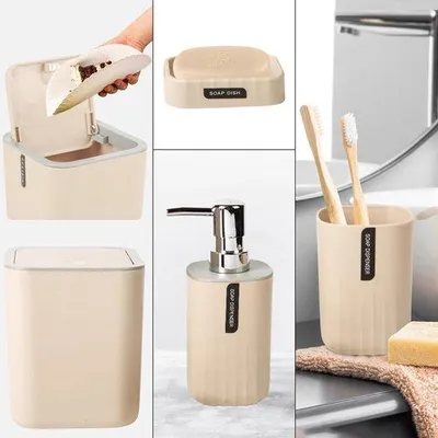 Immagine prodotto di Set di accessori da bagno - 4 pezzi - Arancione - Funzionale