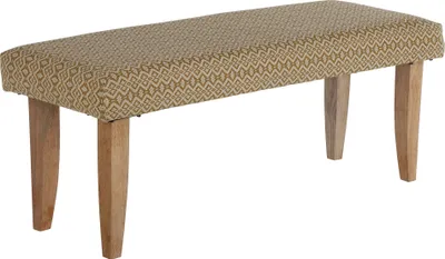 Produktbild von WOMO-DESIGN Sitzbank gepolstert Palma aus Stoffbezug, 120 x 48 x 40 cm, Holzoptik-Weiß-Gold