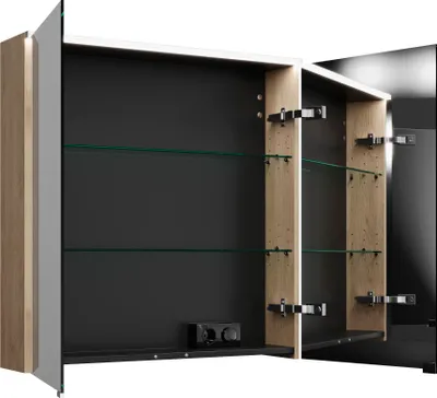 Image de Armoires de toilette burgbad Eqio avec éclairage LED à poser, 2 portes, 800x800x170mm, SPGS080F3180