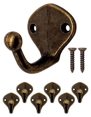 Produktbild von 6 Antike Garderobenhaken aus Eisen im Set, bronze