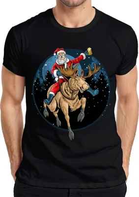 Produktbild von Weihnachtsmann Bier Rentier - Weihnachten Weihnachtsgeschenk Christmas Herren T-Shirt, Schwarz, XXL