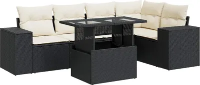 Produktbild von vidaXL 6-tlg. Garten-Sofagarnitur mit Kissen Schwarz Poly Rattan