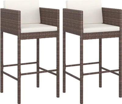 Produktbild von vidaXL Barhocker 2 Stk. mit Kissen Braun Poly Rattan