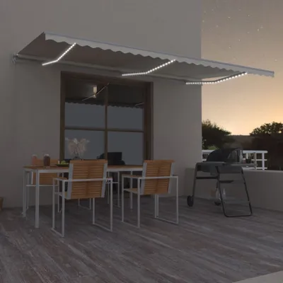 Produktbild von BEI CLORIS Markise Manuell Einziehbar mit LED 600x350 cm Creme 2024 Neu3518431