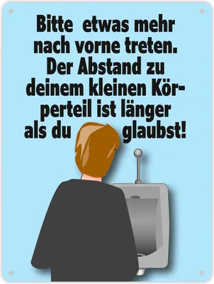Produktbild von Toilettenschild Metallschild XL in 21x28 cm mit Spruch Abstand größer als