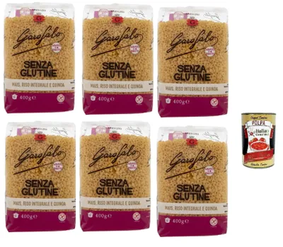 Produktbild von Pasta Anellini 6x 400 g Senza Glutine Glutin free, glutenfrei Pasta Noodles + Italian Gourmet Polpa 400 g
