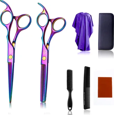 Produktbild von Haarschneideschere, Premium Haarschere Friseurscheren Set Frisörschere Schere Haare Schneiden Scharfe Einseitiger Effilierer Effilierschere Profi Friseur Friseurschere Haarschnitt Salon, Zuhause