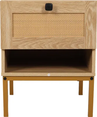 Obrázok produktu pre SensaHome - Nočný stolík Japandi 4 nohy - Antique s ratanovou doskou - 40x40x50cm - 8,7 kg - drevo