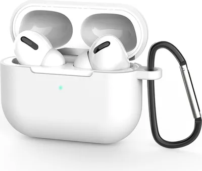 Produktbild von AirPods Pro 1 Silikon Schutzhülle mit Karabiner, Soft Touch Case, stoßfeste Hülle, rutschfest, 360° Schutz,  Weiss