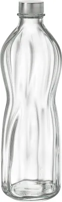 Produktbild von Bormioli Rocco Aqua Flasche mit Metallschraubverschluss, 1 Liter, Glas, transparent, 1 Stück