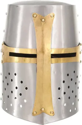 Image de vidaXL Casque de croisé médiéval Antique Réplique LARP Argent Acier