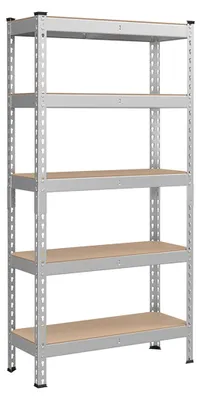 Zdjęcie produktu dla Regał magazynowy o nośności do 175 kg, 5-poziomowy, wykonany ze stali i MDF, wymiary: 30 x 75 x 150 cm