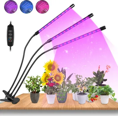 Produktbild von EINFEBEN Pflanzenlampe LED 30W Pflanzenlicht 60 LEDs Pflanzenleuchte Wachstumslampe Wachsen licht Vollspektrum mit 10 Stufen, 3 Modi, 3 Heads Wachstumslampe mit Zeitschaltuhr für Gartenarbeit Bonsais