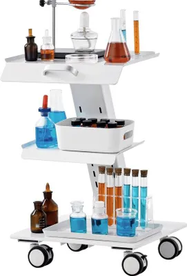Produktbild von Laboratoriumwagen, 3-Legiger Metallwagen mit Gummigelen, 100 kg Tragfähigkeit, für Labor, Klinik, Schönheitssalon und Salon