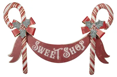Produktbild von Clayre & Eef Textschild Zuckerstange 91x5x59 cm Rot Metall