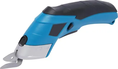 Produktbild von Kabellose Elektroschere - Schneidwerkzeug - Zwei Klingen - Wiederaufladbarer Akku - Leistungsstark - Für Stoff, Karton, Teppich, Leder, Filz - Blau/Schwarz