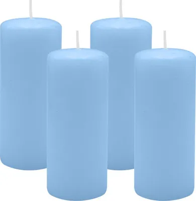 Produktbild von 4er Set Adventskranzkerzen Blue Bell Hellblau Ø 50 x 120 mm