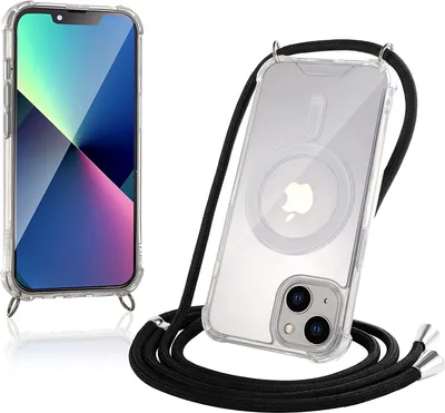 Image de JProtect Chaîne magnétique pour téléphone portable pour iPhone 13 pour coque Magsafe/coque pour iPhone 13 avec lanière pour MagSafe à porter autour du cou Noir Cordon/Chaîne Coque pour téléphone portable pour iPhone 13 avec lanière pour Magsafe Aimant