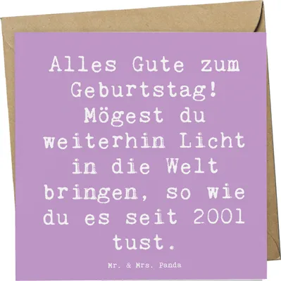 Produktbild von Mr. & Mrs. Panda faltkarte Spruch 2001 Geburtstag Licht - Lavendeltraum - Geschenk, Geburtstagsgeschenk, Anerkennung schenken, Happy Birthday, Glückwunschkarte, seit