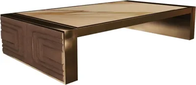 Produktbild von Casa Padrino Luxus Couchtisch Weiß / Gold / Taupe 160 x 90 x H. 36 cm - Moderner Wohnzimmertisch mit Calacatta Marmorplatte - Hotel Möbel - Luxus Qualität -  Italy