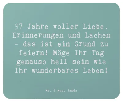 Produktbild von Mr. & Mrs. Panda Mousepad Spruch 97. Geburtstag - Meeresbrise - Geschenk, Handarbeit, Happy Birthday, besondere Geschenke, Mouse Pad, mousematte, mauspad laptop, pc