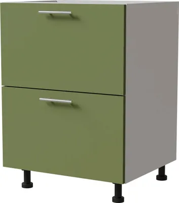 Produktbild von Schubladenunterschrank BRERRA 60cm HETTICH Vollauszug Farbe wählbar BR-D2A/60/1A,RAL 6025 farngrün Matt,weiß