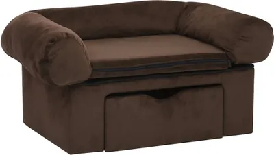 Obrázek produktu pro vidaXL Pohovka pro psy se zásuvkou hnědá 75x50x38 cm plyšová