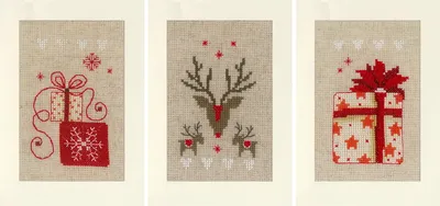 Imagen del producto de Vervaco, kit de bordado a punto de cruz, tarjetas de felicitación "Navidad", set de 3, 10,5 x 15 cm