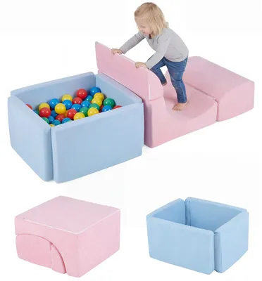Produktbild von COSTWAY Schaumstoff Bausteine, Softbausteine mit Bällebad, Riesenbausteine für Klettern, Kletterblöcke, Montessori-Spielzeug für Kinder ab 3+