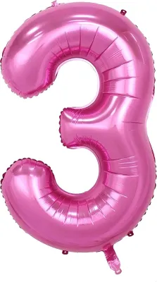 Produktbild von Folienballon Zahl 3, ca. 80 cm, pink, für Luftbefüllung