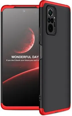 Produktbild von 360 Grad-Case Redmi Note 10 Pro mit 2.5D Glas - Farbe: Schwarz & Rot - Modellkompatibilität: Für Xiaomi Redmi Note 10 Pro