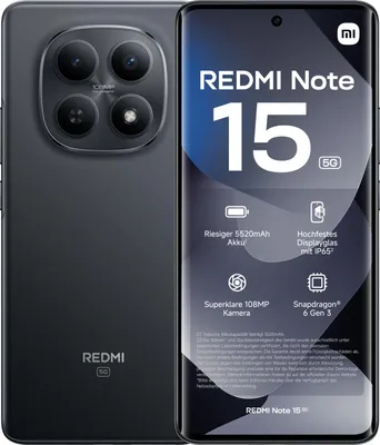 Produktbild von Xiaomi Redmi Note 15 5G Smartphone 8GB/256GB 6,77" 5520mAh Schwarz